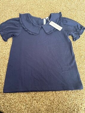 Janie and Jack Navy Ruffle Collar Tee